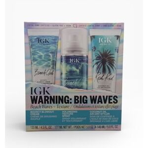 IGK Big Waves Beach Club Texture Spray Rich Kid Air Dry Styler 3pc Hair Set